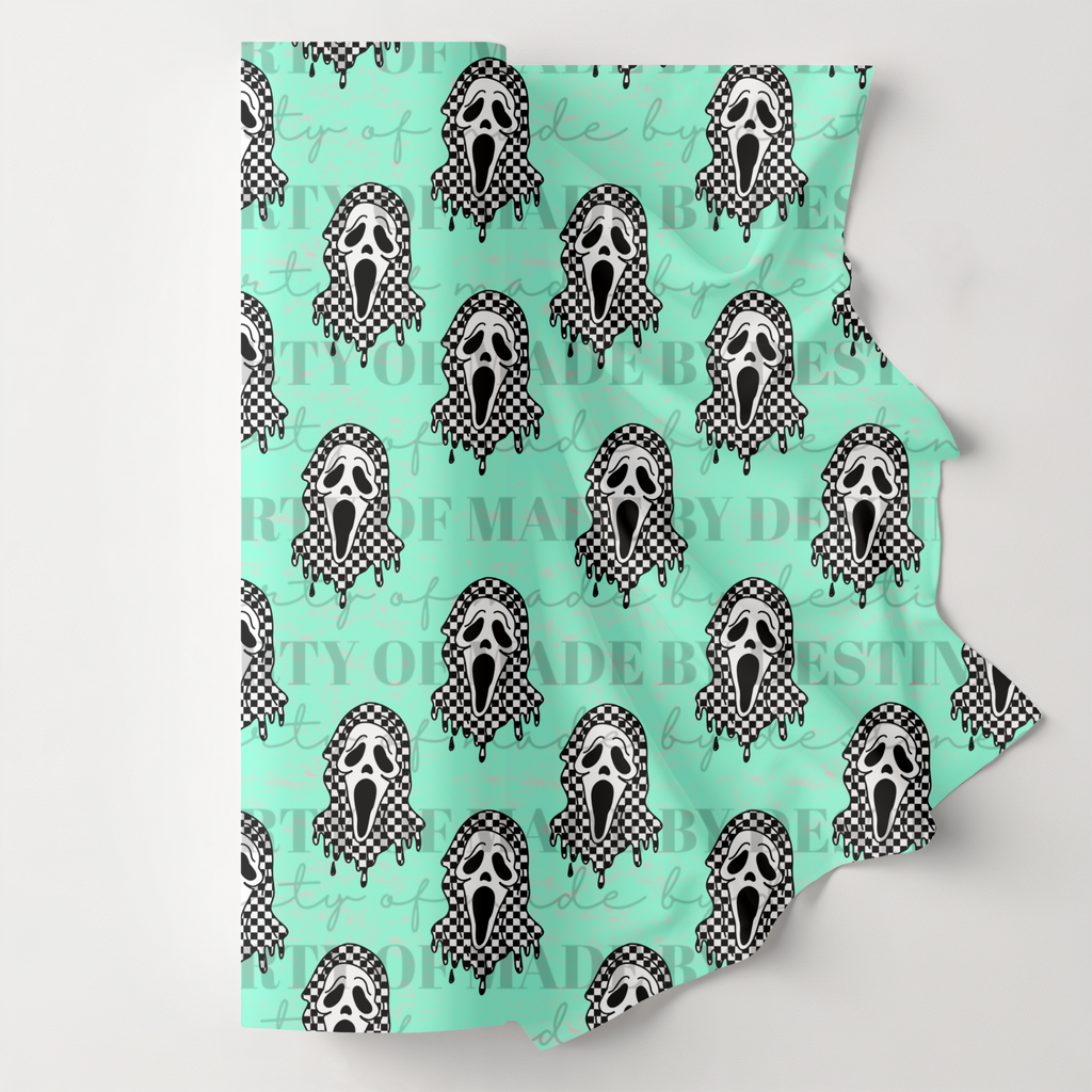Checkerboard Drippy Ghost Seamless PNG
