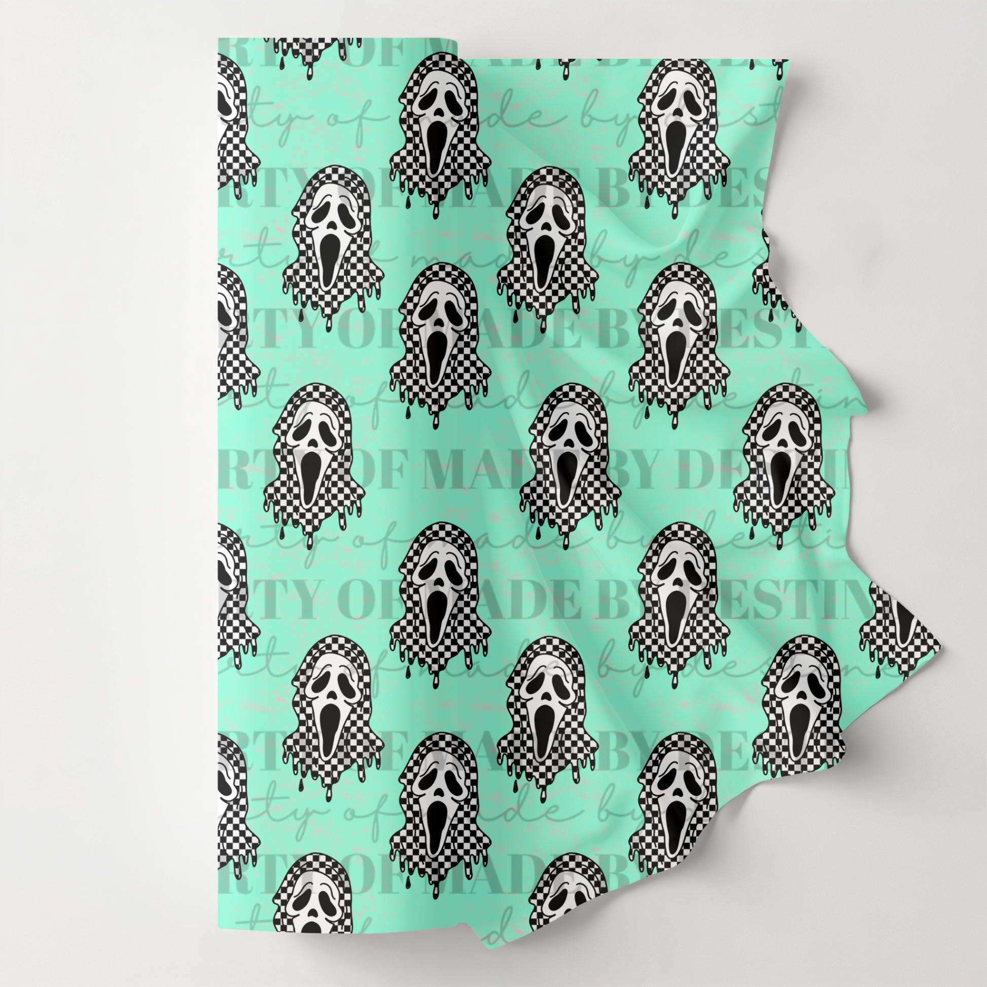 Checkerboard Drippy Ghost Seamless PNG