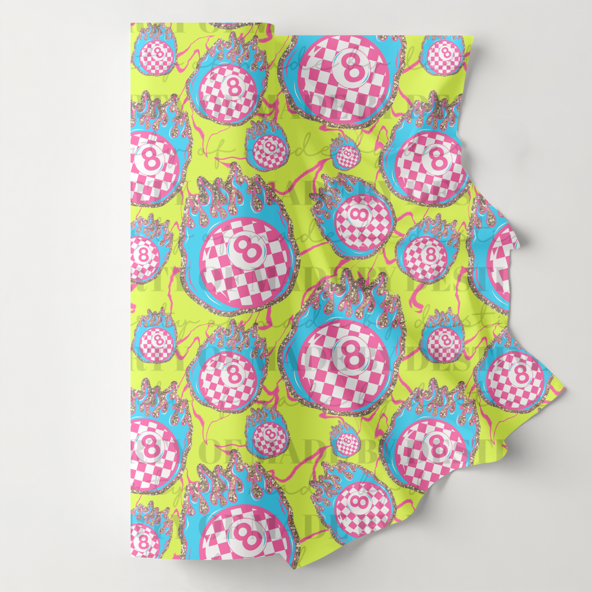 Flaming Checkered 8 Ball Seamless PNG