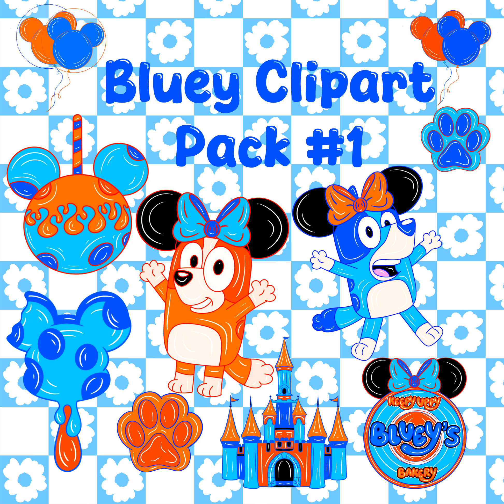 Bluey Clipart Pack #1 | Cute Digital PNG Set