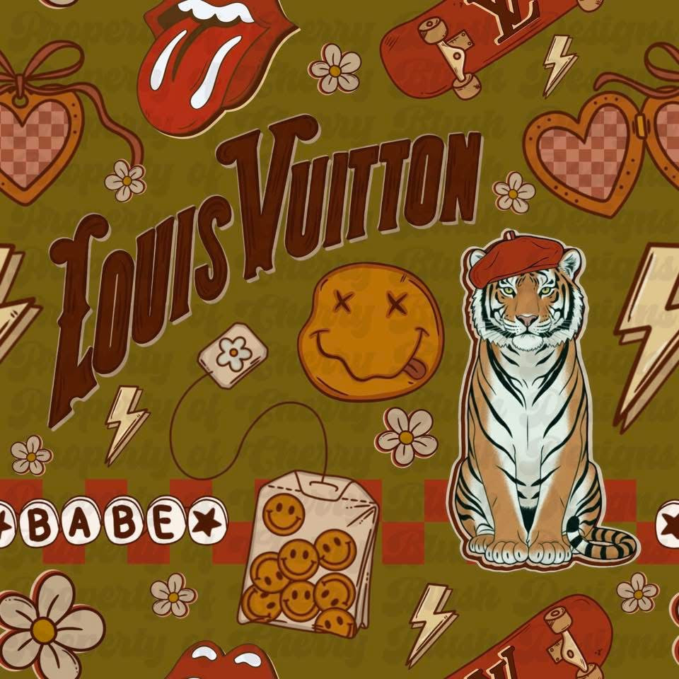 Retro Street Babe Seamless Pattern | Trendy Y2K Streetwear Seamless | Smiley & Tiger Pattern