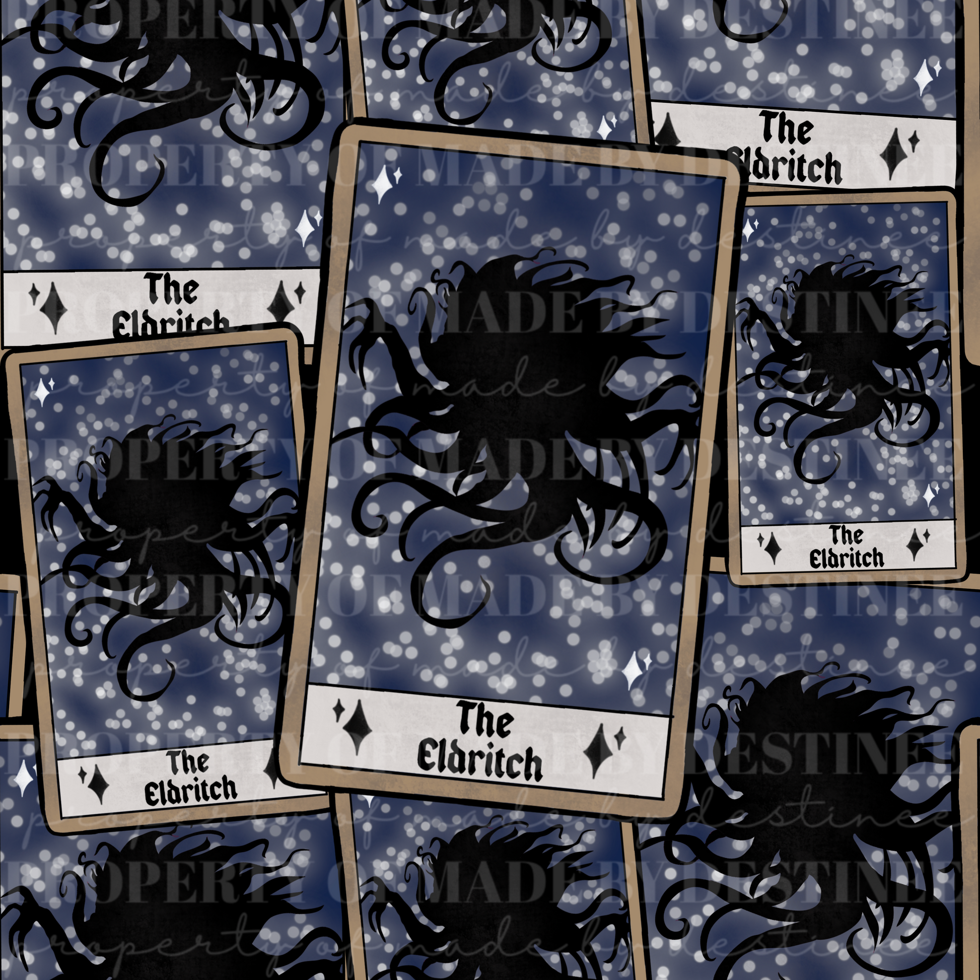 The Eldritch Tarot Card Seamless Pattern | Spooky Dark Digital Design