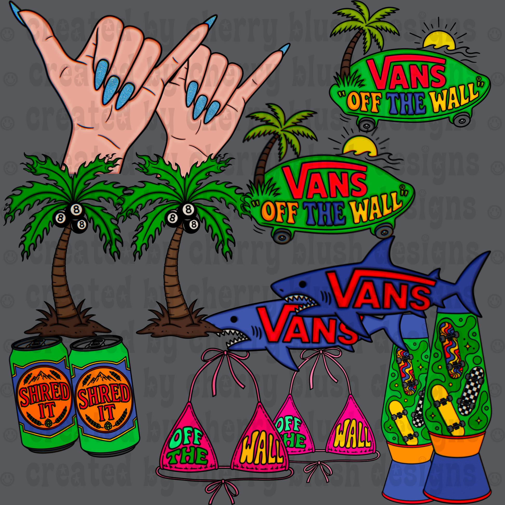 Retro Skate Vibes Clip Art Pack | Summer Skate Aesthetic Elements | Beach & Coastal Graphics | Digital Download