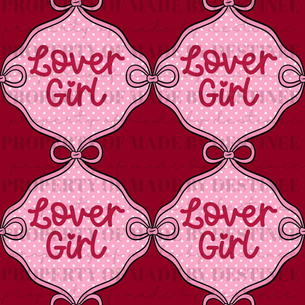 Lover Girl Coquette Seamless Pattern | Pink Bows & Polka Dot Digital Design