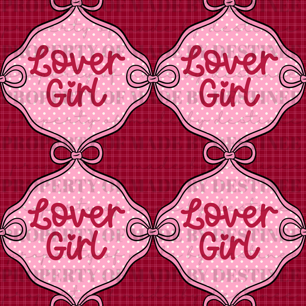 Lover Girl Coquette Seamless Pattern | Pink Bows & Polka Dot Digital Design