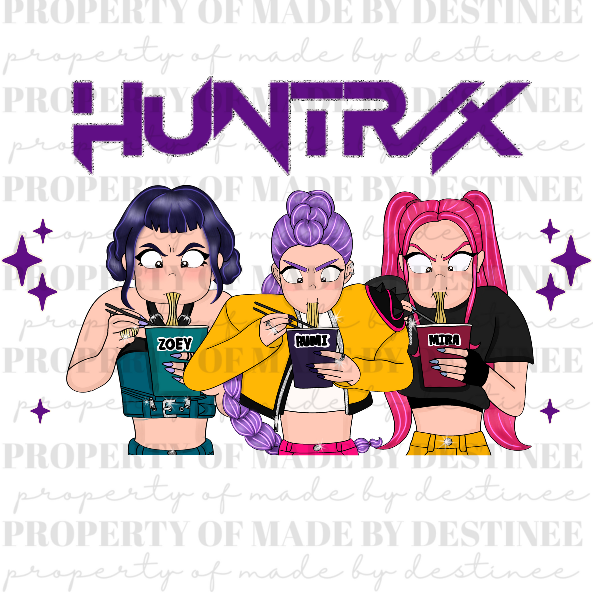 HUNTRX Trio Anime Ramen PNG | Edgy Noodle Girl Clipart | Digital Download KPDH, kpop demom hunters