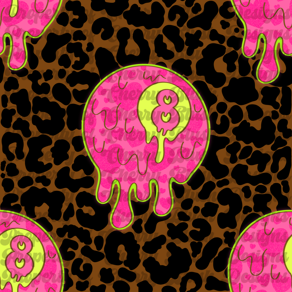 Drippy Valentine 8-Ball Seamless Pattern