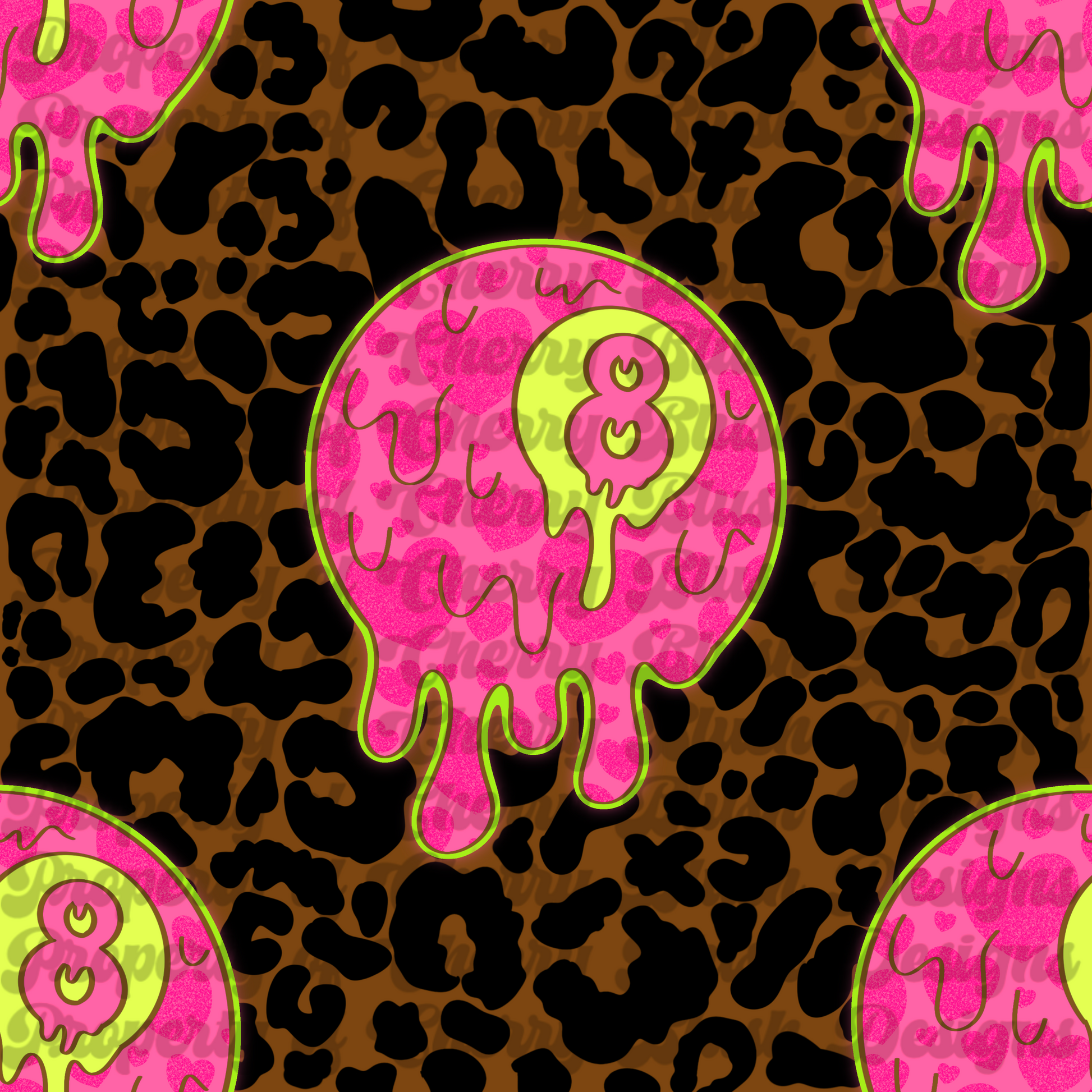 Drippy Valentine 8-Ball Seamless Pattern