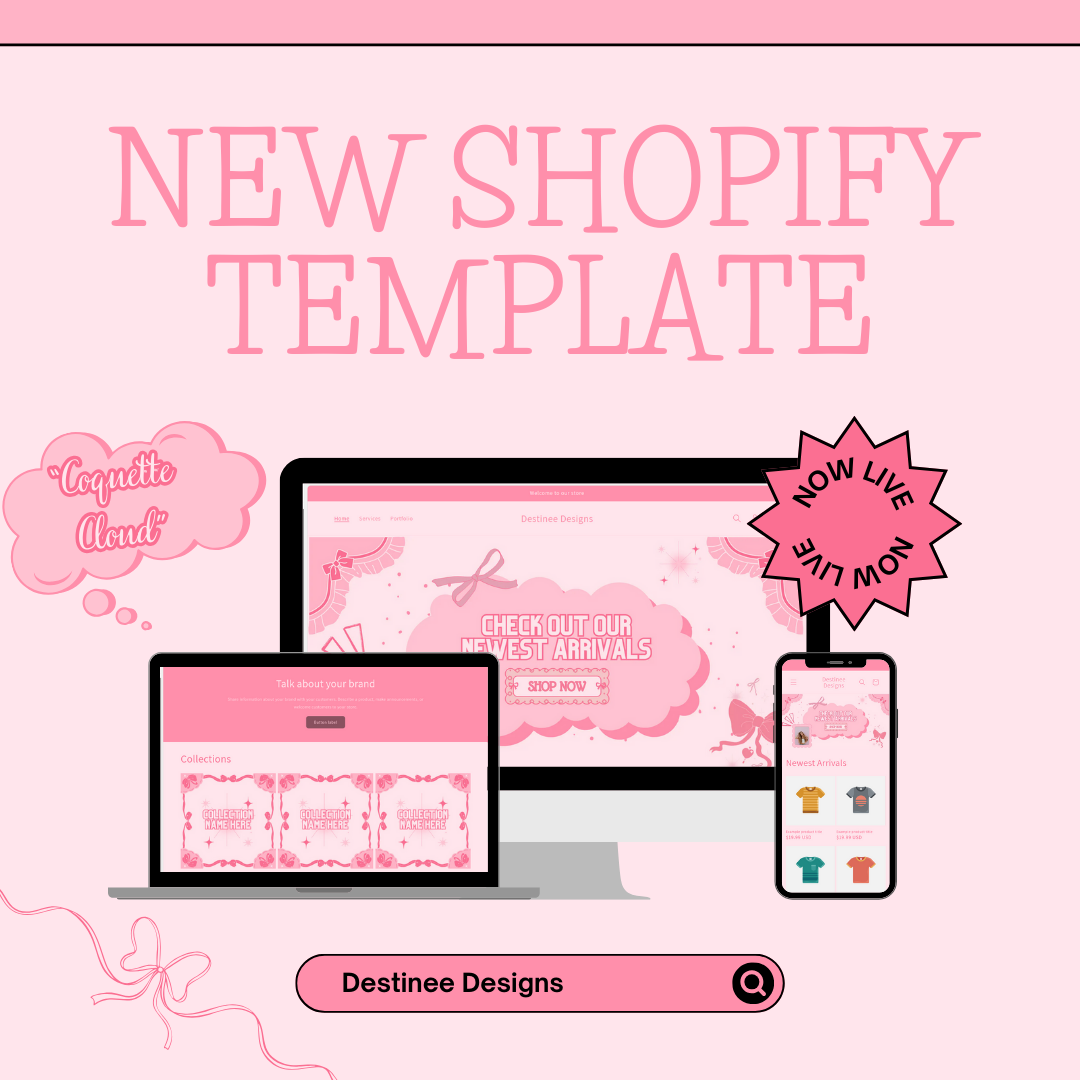 Coquette Cloud – Shopify Template + Editable Canva Graphics