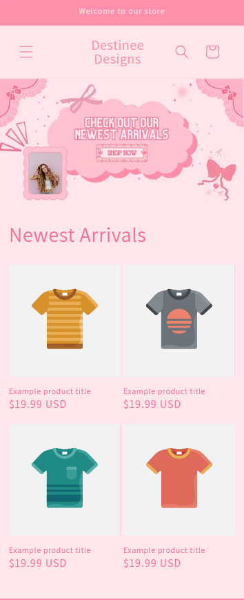 Coquette Cloud – Shopify Template + Editable Canva Graphics