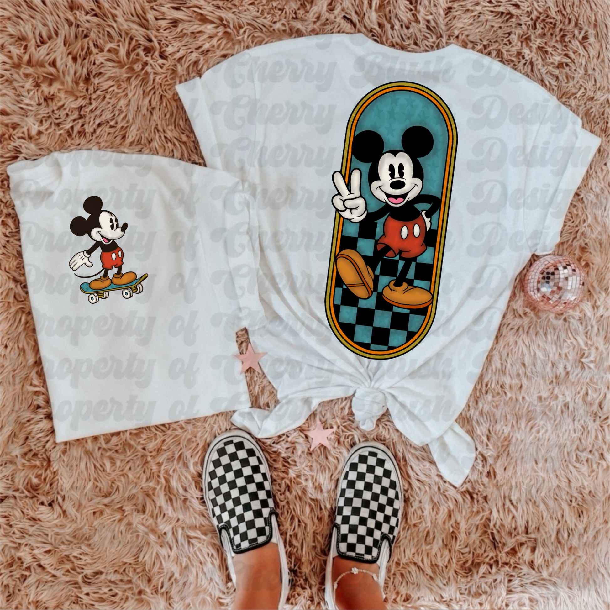 Retro Mouse Skateboard Tee – Front + Pocket Design PNG