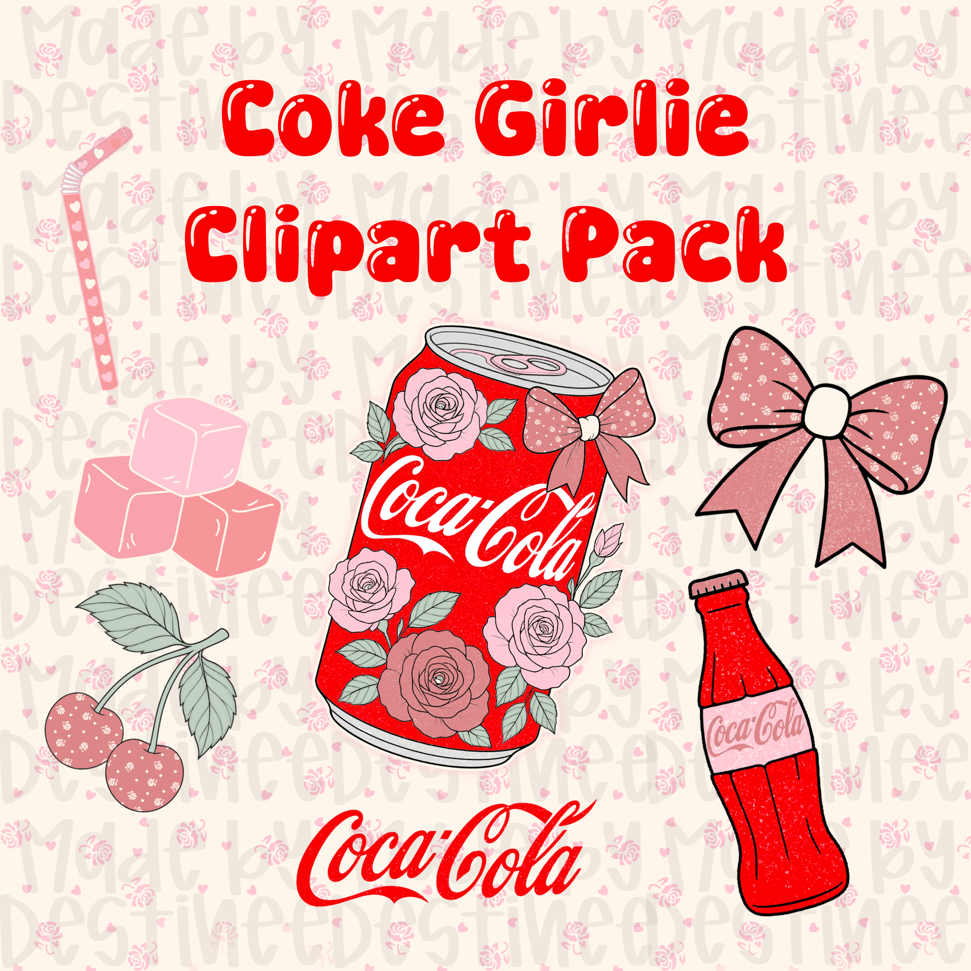 Coke Girlie Clipart Pack – Retro Feminine PNG Set for Sublimation & Design Use