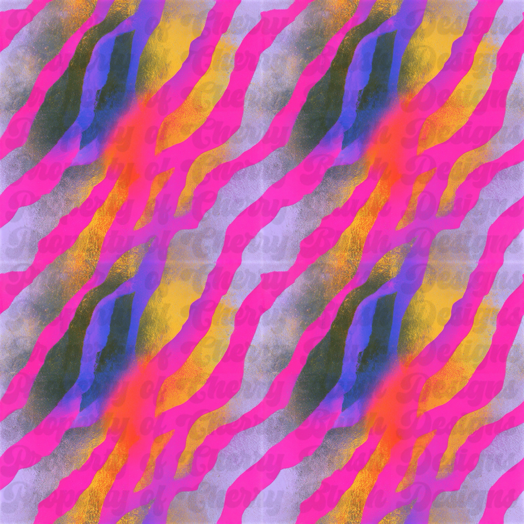 Neon Zebra Background | Colorful Retro Animal Print Digital Background PNG