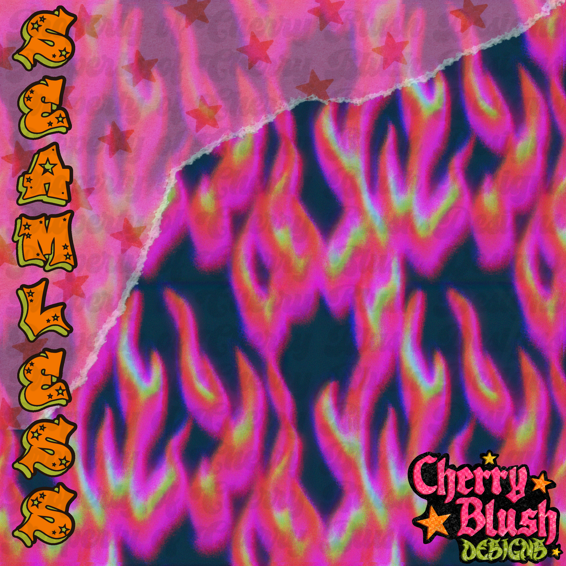Neon Flames Background | Retro Fire Digital Background PNG