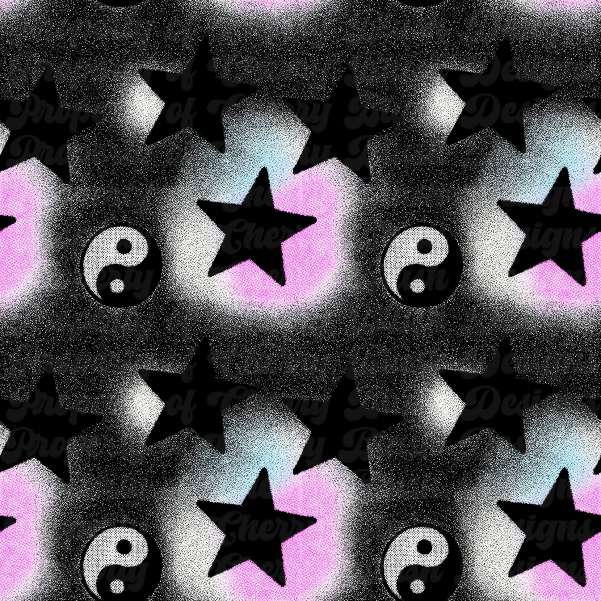 Grunge Yin Yang Stars Background | Alternative Aesthetic Digital Background PNG