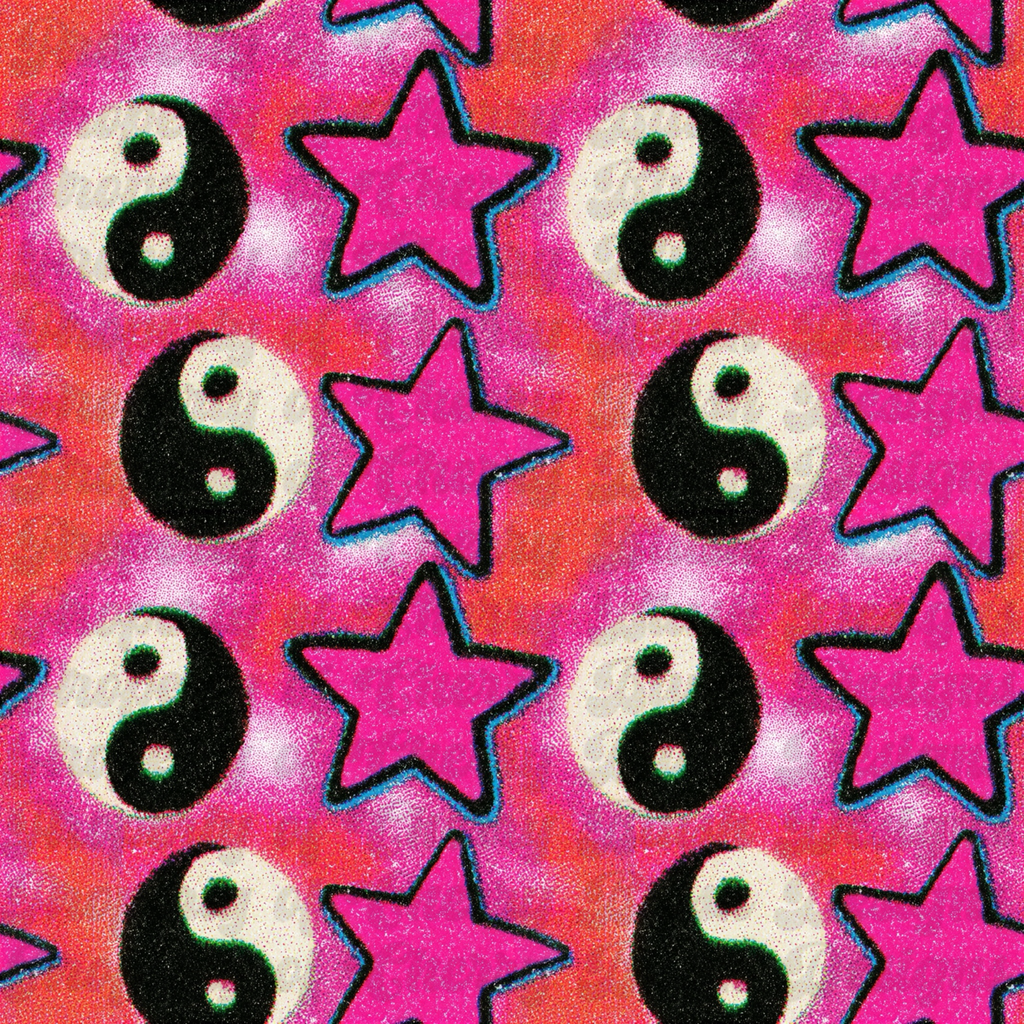 Pink Yin Yang Stars Background | Y2K Aesthetic Digital Background PNG