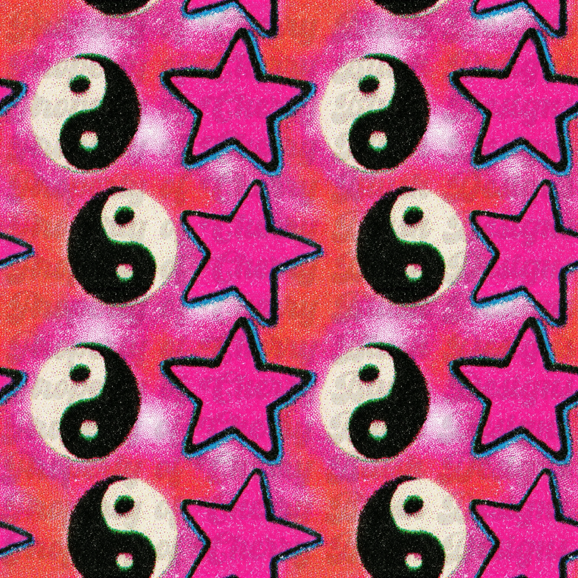 Pink Yin Yang Stars Background | Y2K Aesthetic Digital Background PNG