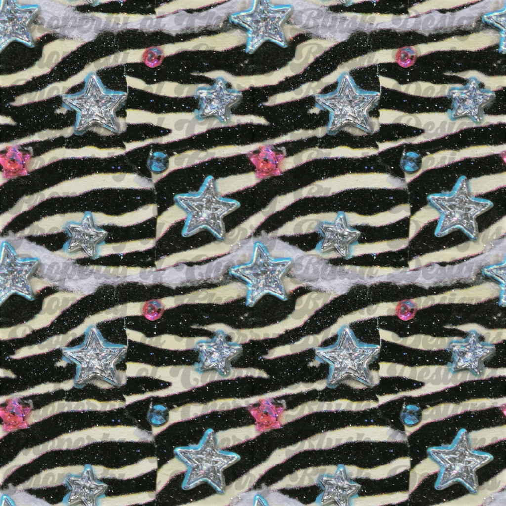 Glitter Zebra Stars Background | Retro Glam Digital Background PNG