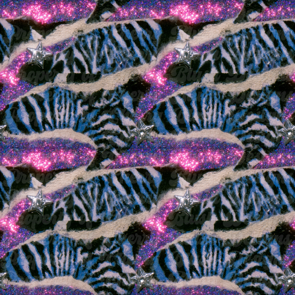 Fuzzy Zebra Star Background | Pink & Black Animal Print Digital Paper | Trendy Background PNG
