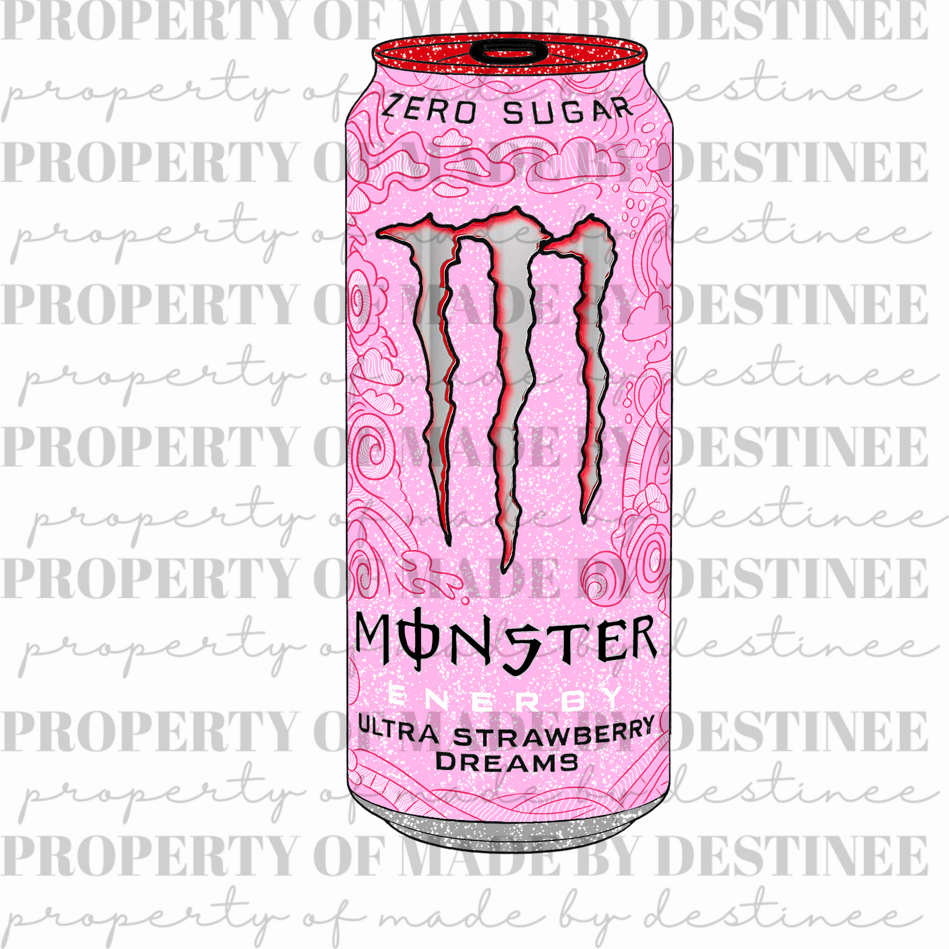 Pink Monster Energy Can Clipart PNG – Ultra Strawberry Dreams Digital Download | 300 DPI