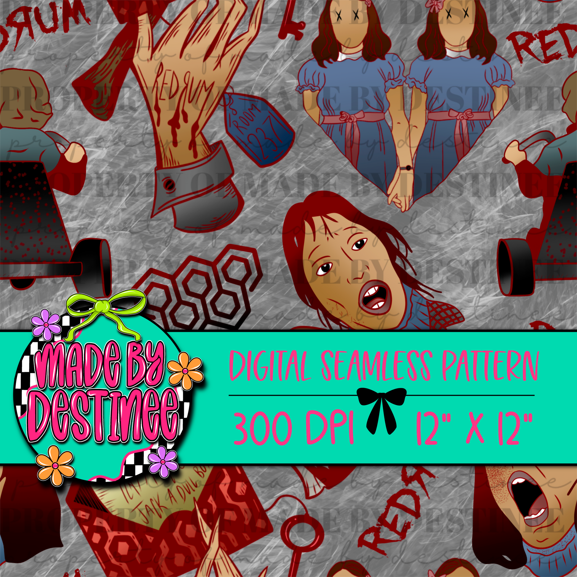 Creepy Hotel Horror Seamless Digital Pattern | 12x12" 300 DPI Psychological Horror Background