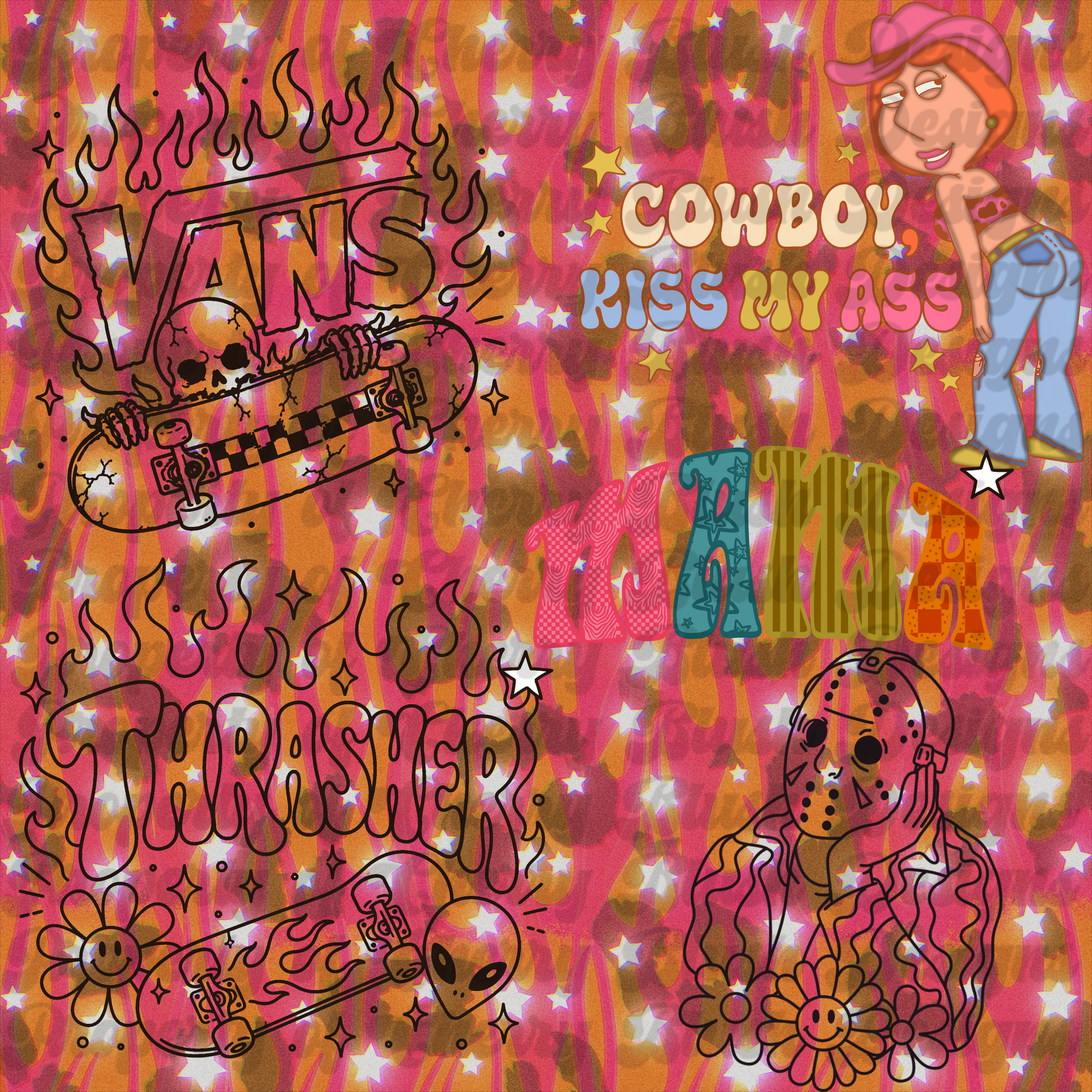 Free Retro Western Clip Art Pack | Colorable PNGs & Ready-to-Use PNGs | Instant Download