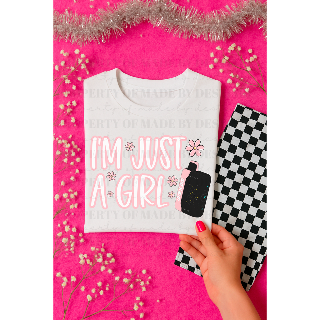 I’m Just a Girl Geek Bar Shirt PNG | Cute Digital Download | Vape Aesthetic Graphic for Sublimation & DIY Tees