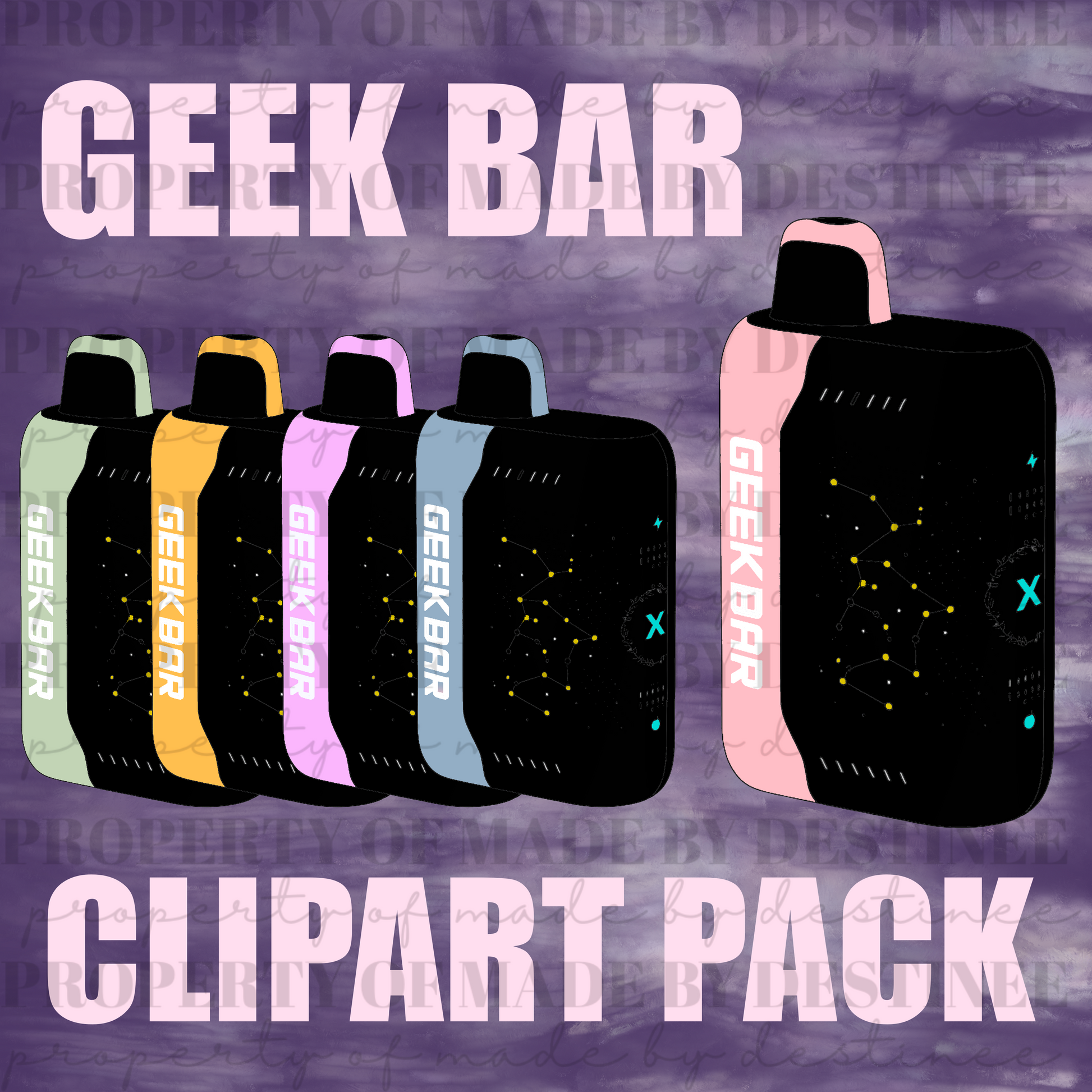 Geek Bar Clipart Pack PNG | Vape Clipart Bundle | Digital Sublimation Files for DIY Shirts & Crafts