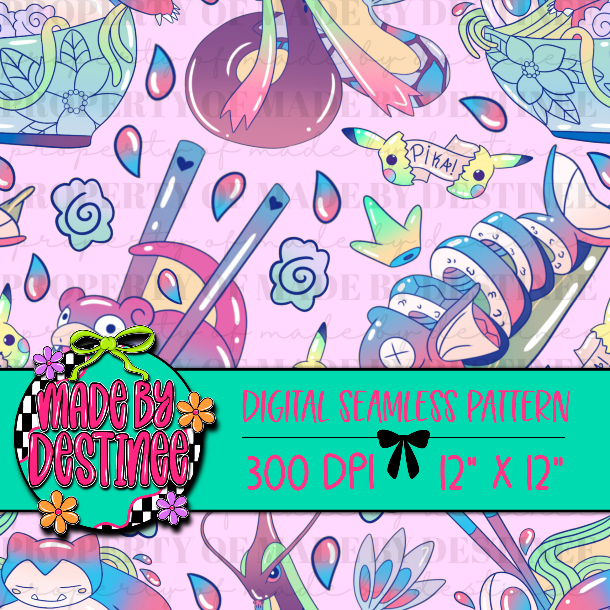 Kawaii Pastel Food Seamless Digital Pattern | Cute Sushi Ramen PNG