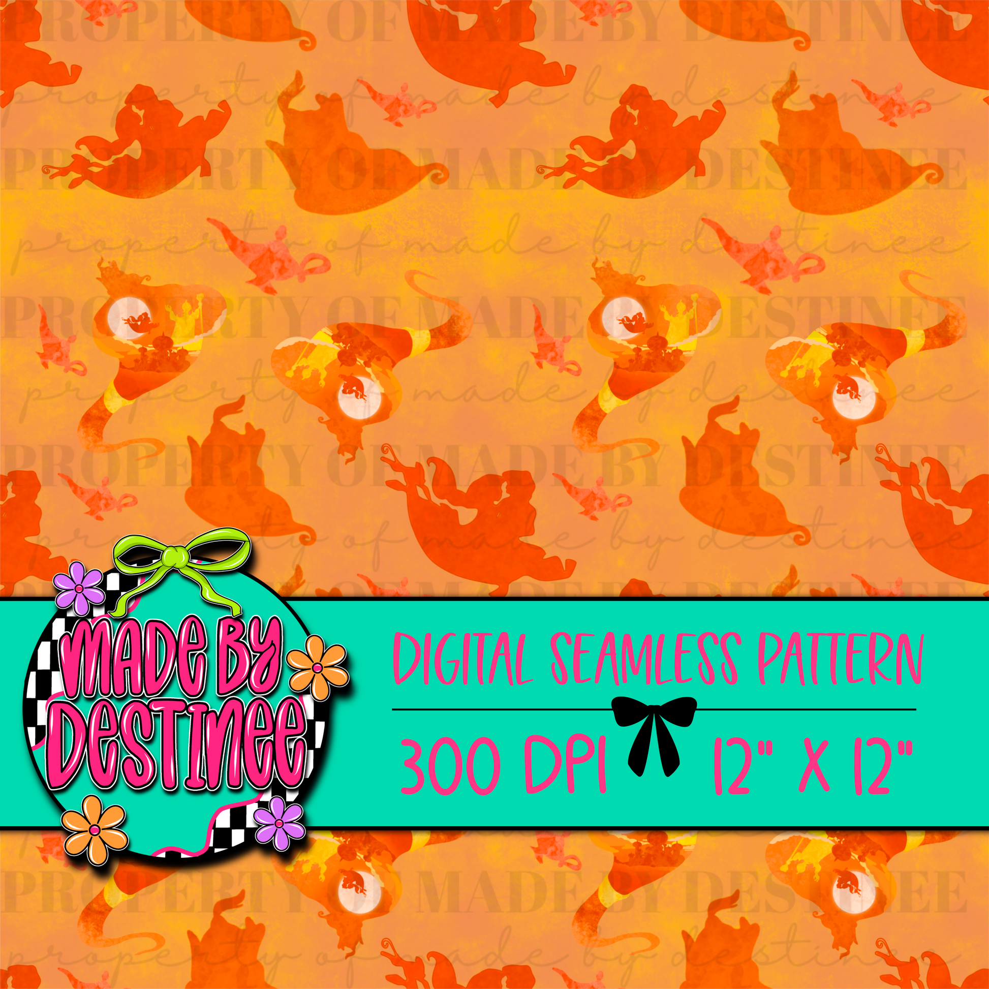 Genie Lamp Seamless Digital Pattern | Magical Arabian Fantasy PNG