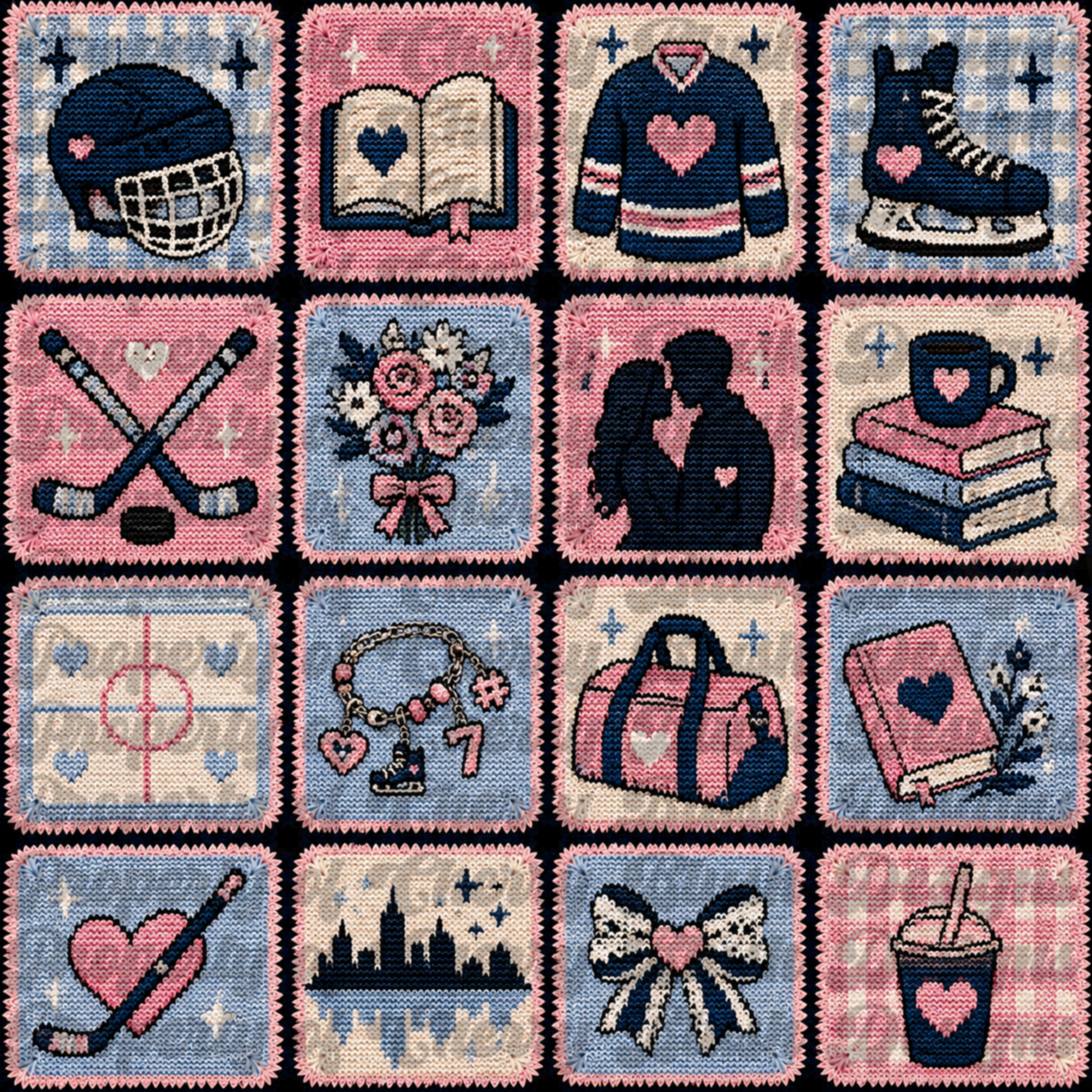 Hockey Girly Seamless Background | Coquette Sports Digital Paper | Ice Hockey Pattern PNG
