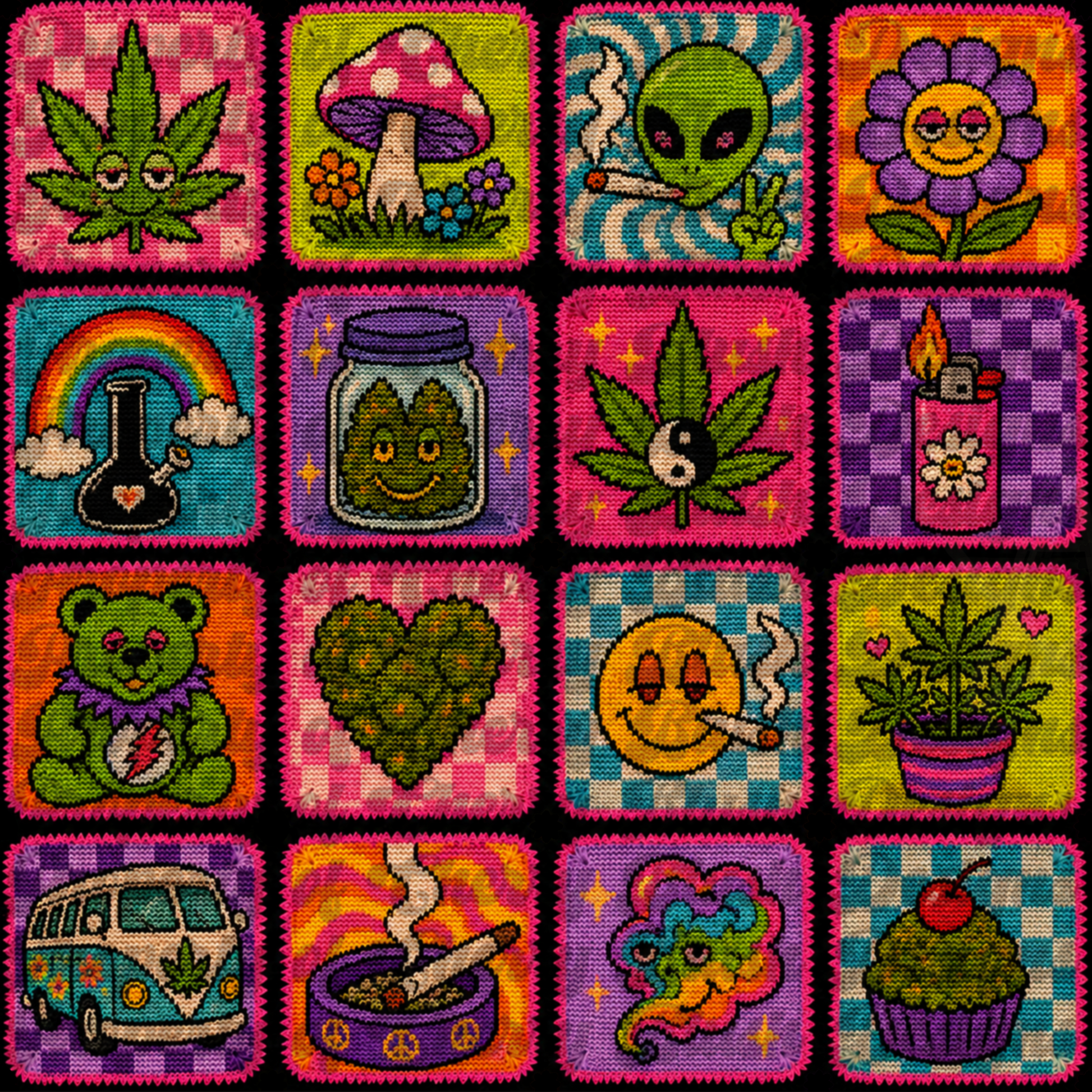 Groovy Stoner Seamless Background | Retro Hippie Digital Paper | Psychedelic Aesthetic Pattern PNG