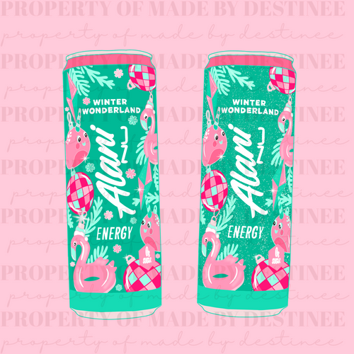 Alani Winter Wonderland Clipart PNG | Pink Flamingo Christmas Energy Drink Digital Download | Sublimation Element