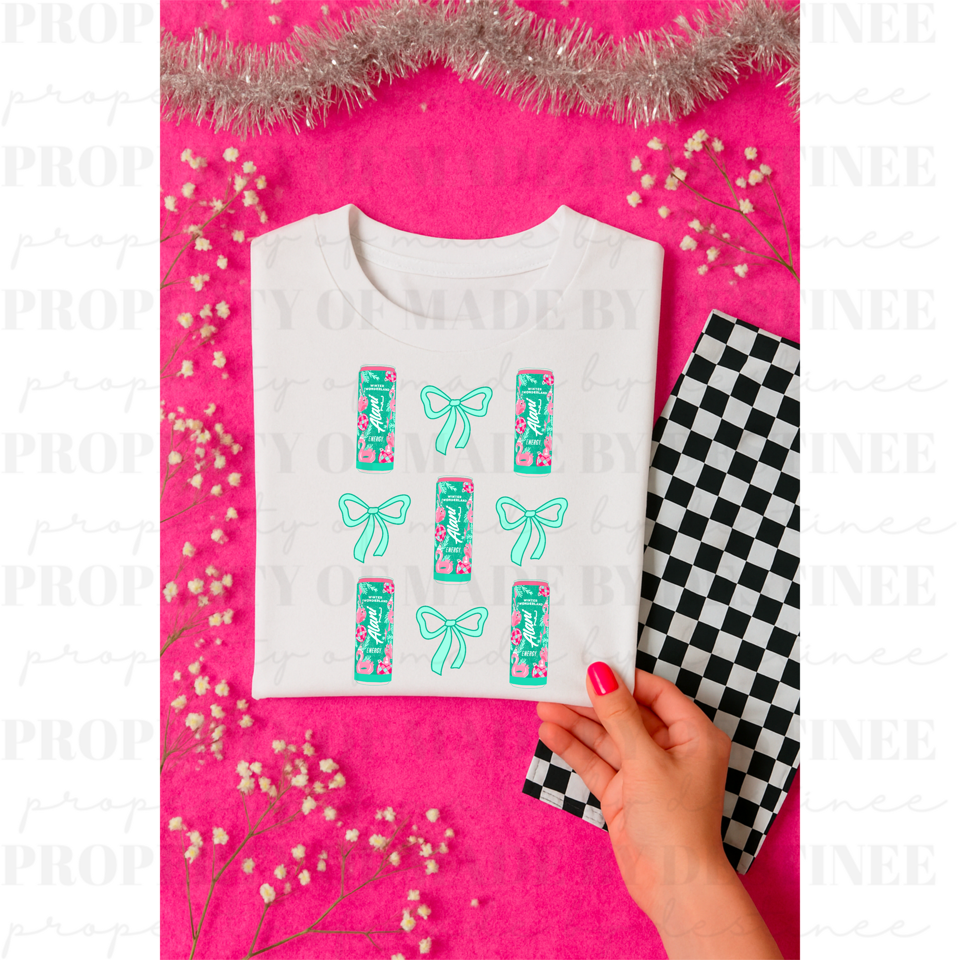 Alani Winter Wonderland Clipart Set | Christmas Energy Drink & Bow PNGs | Holiday Sublimation Elements