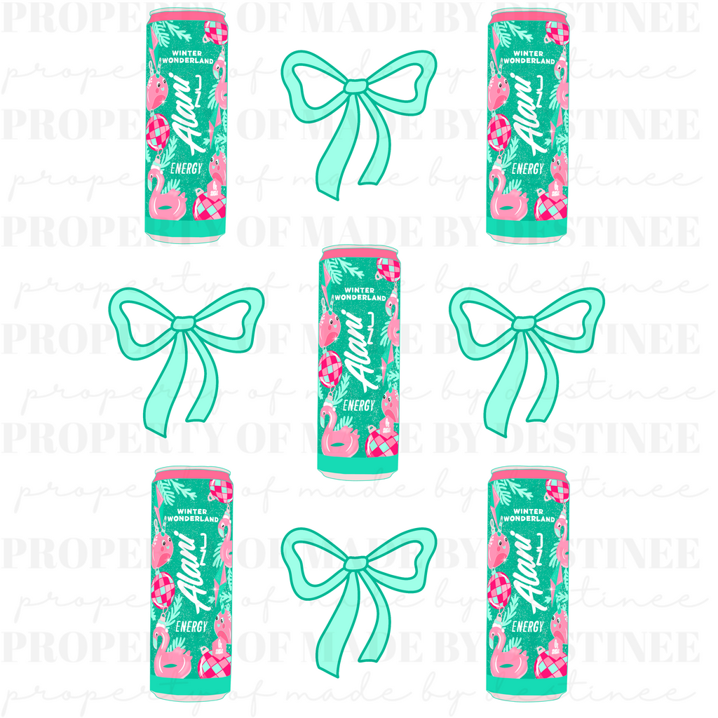 Alani Winter Wonderland Clipart Set | Christmas Energy Drink & Bow PNGs | Holiday Sublimation Elements