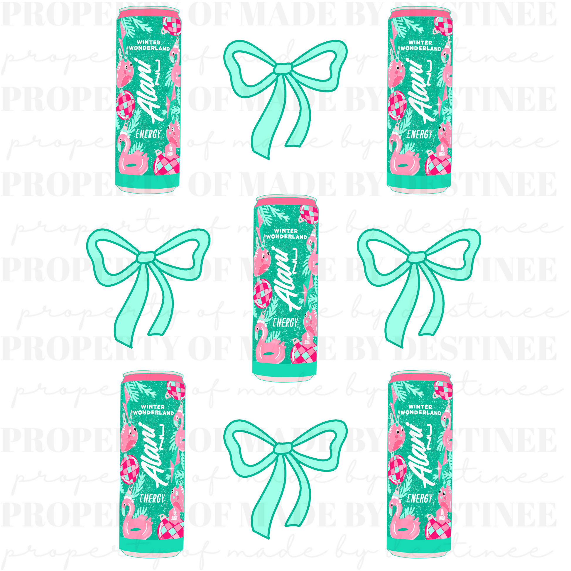 Alani Winter Wonderland Clipart Set | Christmas Energy Drink & Bow PNGs | Holiday Sublimation Elements