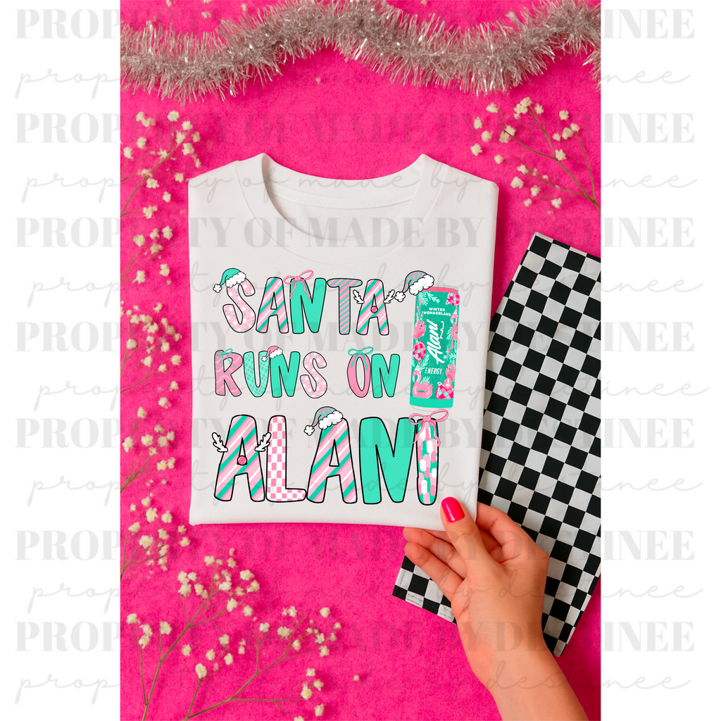 Santa Runs on Alani PNG | Funny Christmas Sublimation Design | Holiday Energy Drink Digital Download