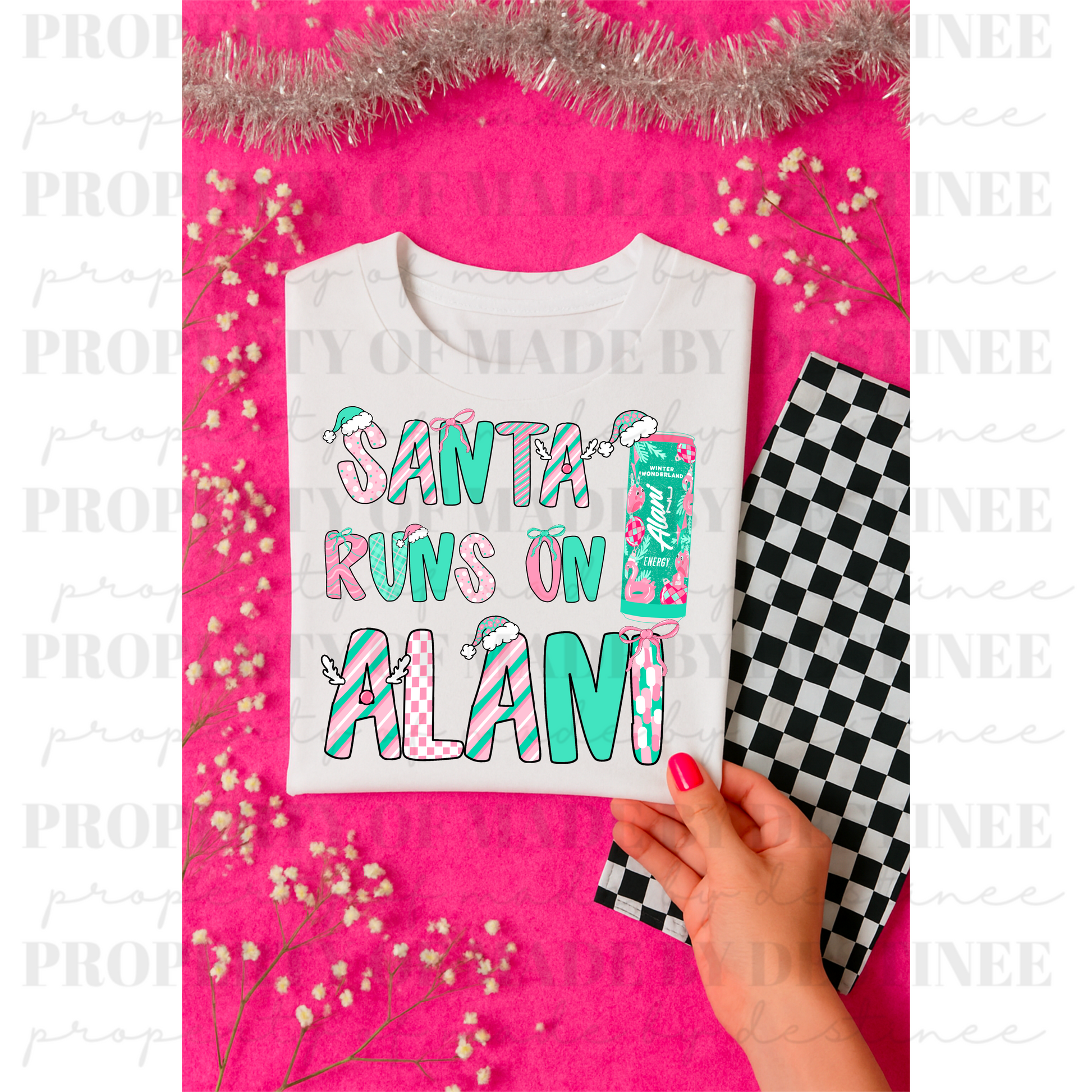 Santa Runs on Alani PNG | Funny Christmas Sublimation Design | Holiday Energy Drink Digital Download