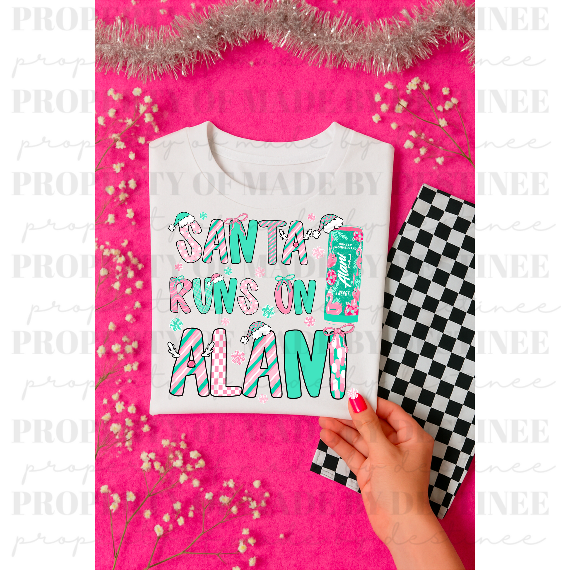 Santa Runs on Alani PNG | Funny Christmas Energy Drink Sublimation Design | Holiday Digital Download