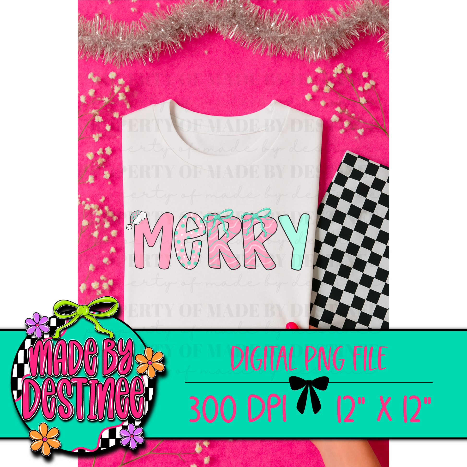MERRY Christmas PNG | Pastel Holiday Sublimation Design | Cute Word Art Digital Download