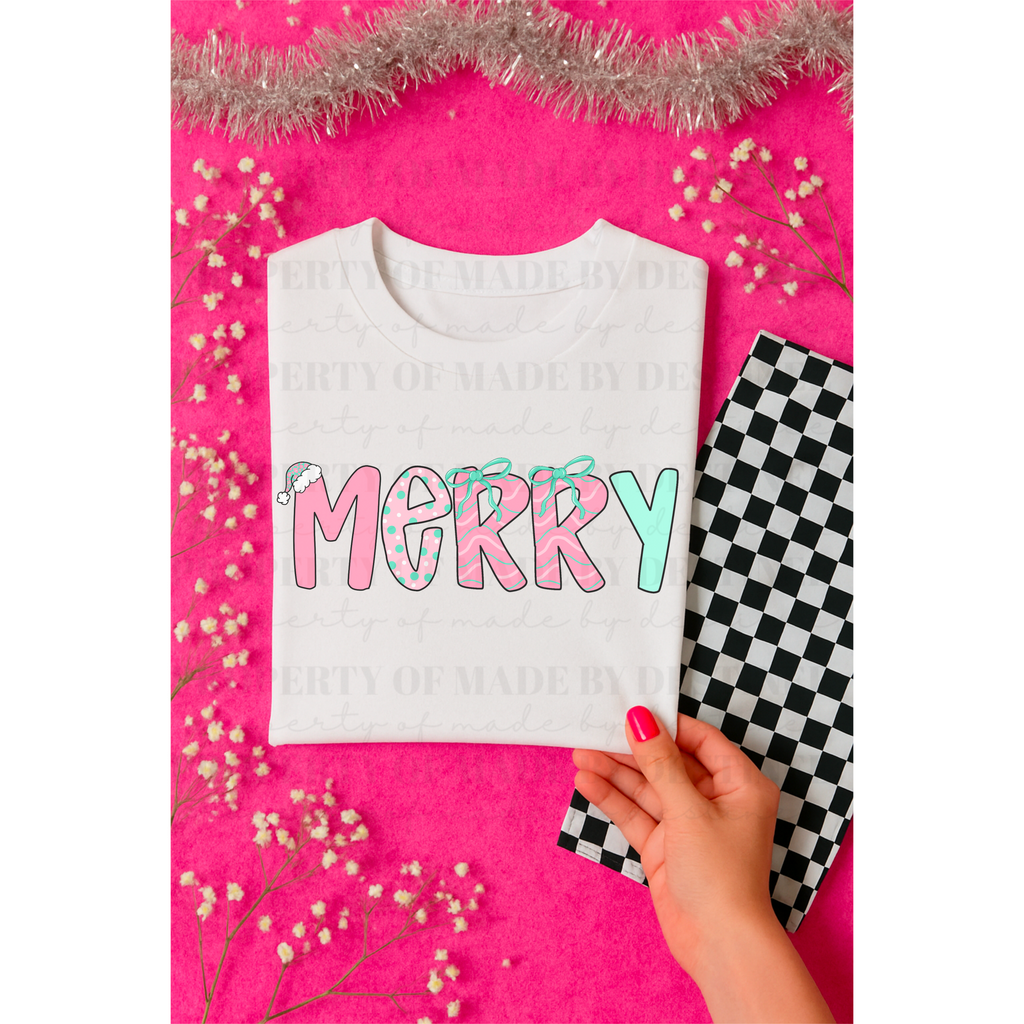 MERRY Christmas PNG | Pastel Holiday Sublimation Design | Cute Word Art Digital Download