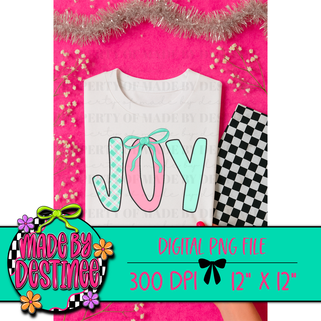 JOY Christmas PNG | Pastel Holiday Sublimation Design | Cute Christmas Lettering Digital Download
