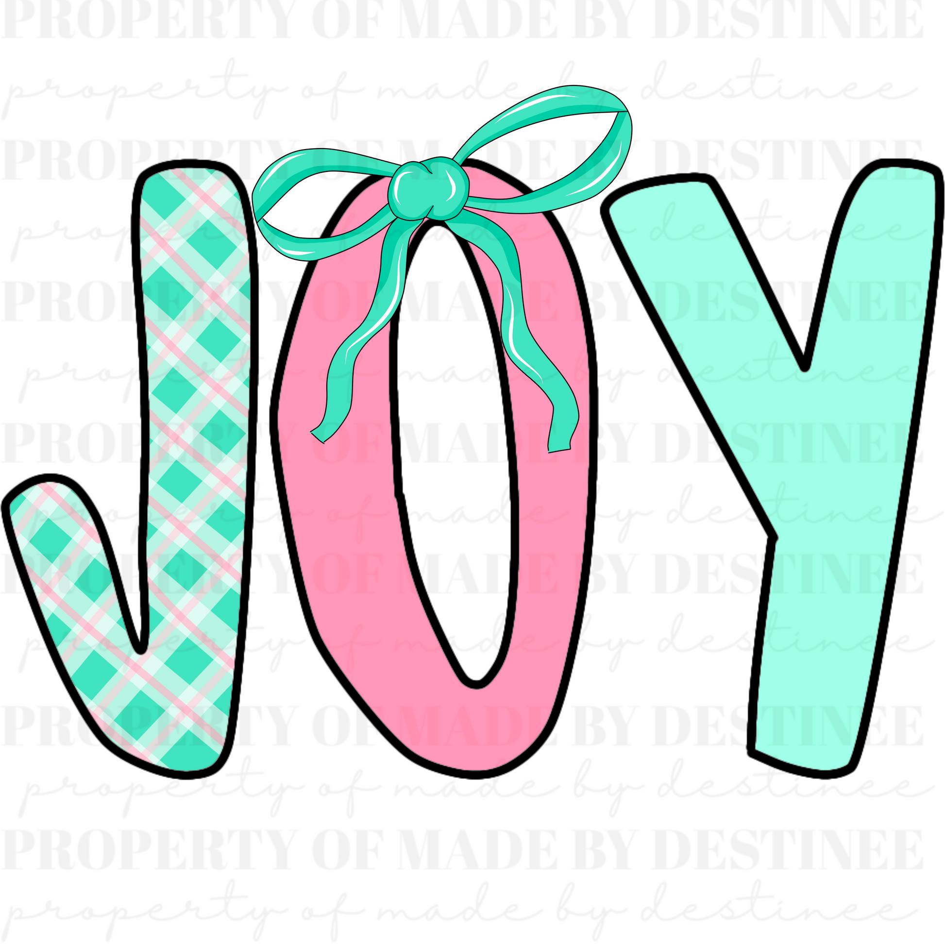 JOY Christmas PNG | Pastel Holiday Sublimation Design | Cute Christmas Lettering Digital Download