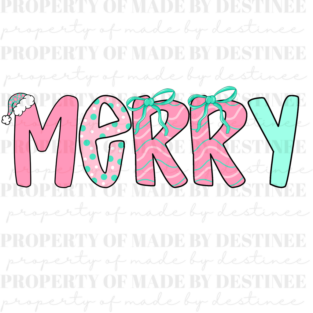 MERRY Christmas PNG | Pastel Holiday Sublimation Design | Cute Word Art Digital Download