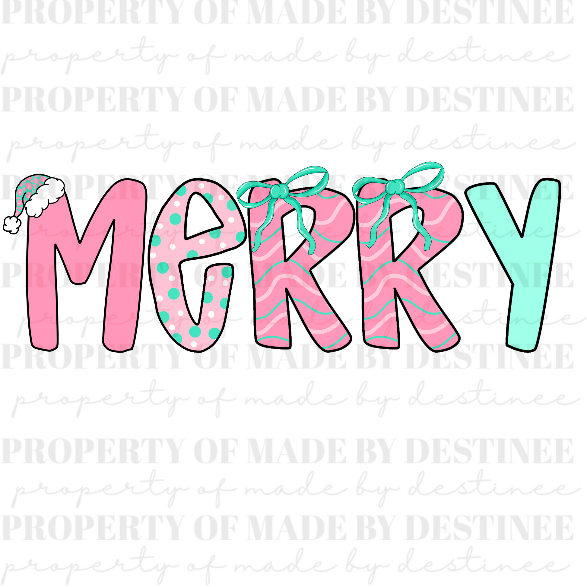 MERRY Christmas PNG | Pastel Holiday Sublimation Design | Cute Word Art Digital Download
