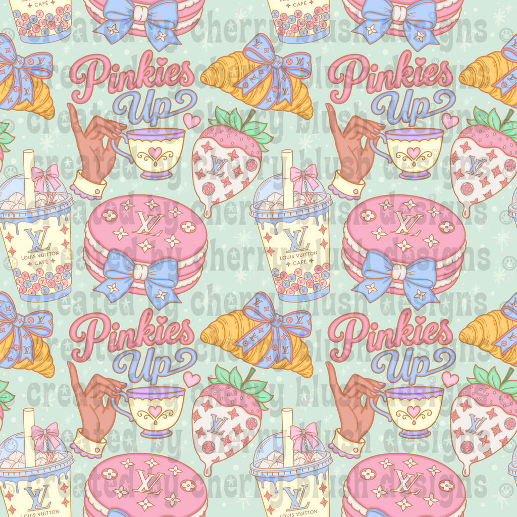 Pinkies Up Seamless Background | Coquette Café Pattern | Luxury Dessert Digital Paper