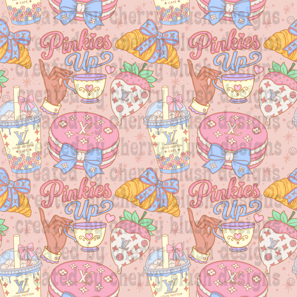 Pinkies Up Seamless Background | Coquette Café Pattern | Luxury Dessert Digital Paper
