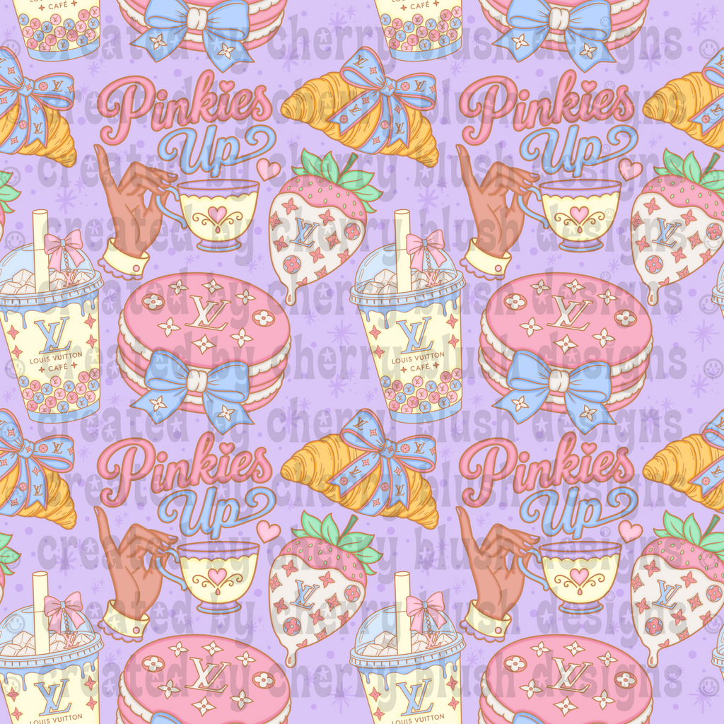 Pinkies Up Seamless Background | Coquette Café Pattern | Luxury Dessert Digital Paper