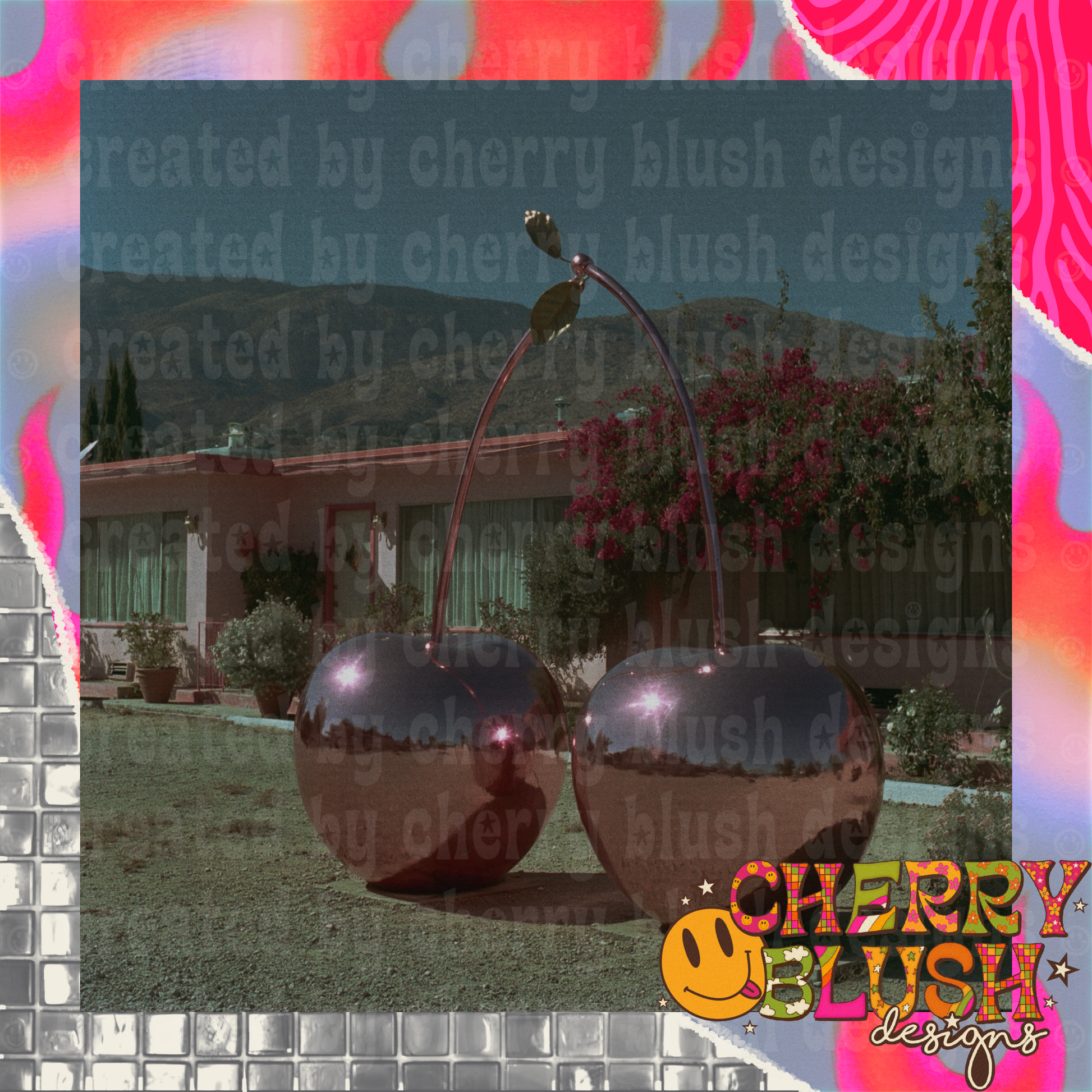 Oversized Cherry Sculpture PNG | Retro Cherry Aesthetic | Commercial Use PNG