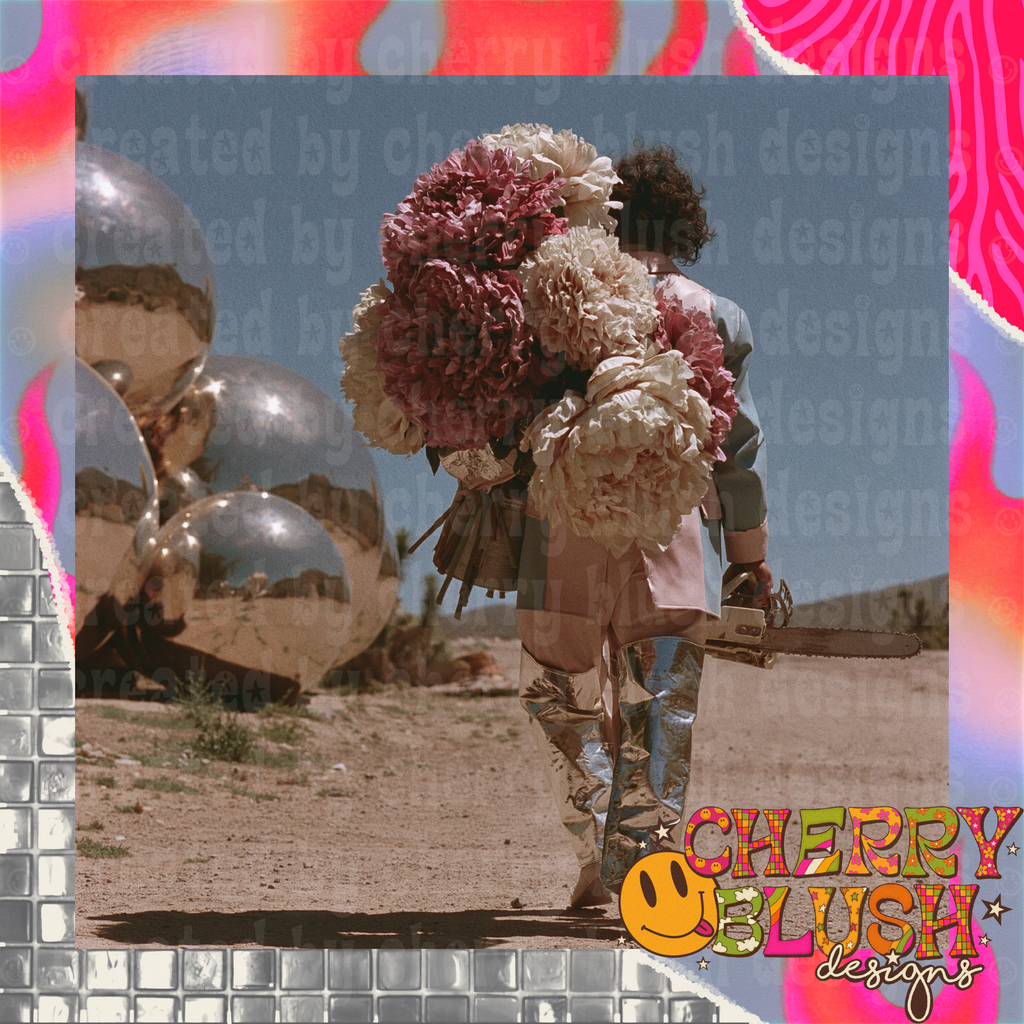 Floral Chainsaw Bouquet PNG | Floral Horror Aesthetic | Commercial Use PNG